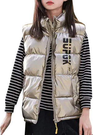 Boys Girls Puffer Vest Winter Coat Warm Lightweight Toddler Vest Outerwear High Neck Cute Sleeveless Down Jacket Coat