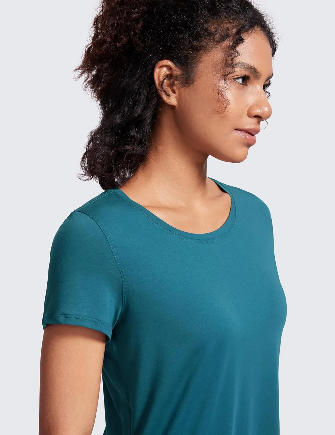 CRZ YOGA Pima Cotton Womens Short Sleeve Shirt Loose Casual Yoga T-Shirt Athletic Workout Tops