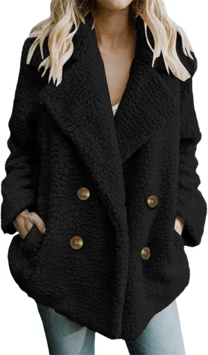 Faux Fur Winter Coats Sherpa Fleece Jacket Teddy Coat for Women Button Down Shearling Oversized Shacket Jackets