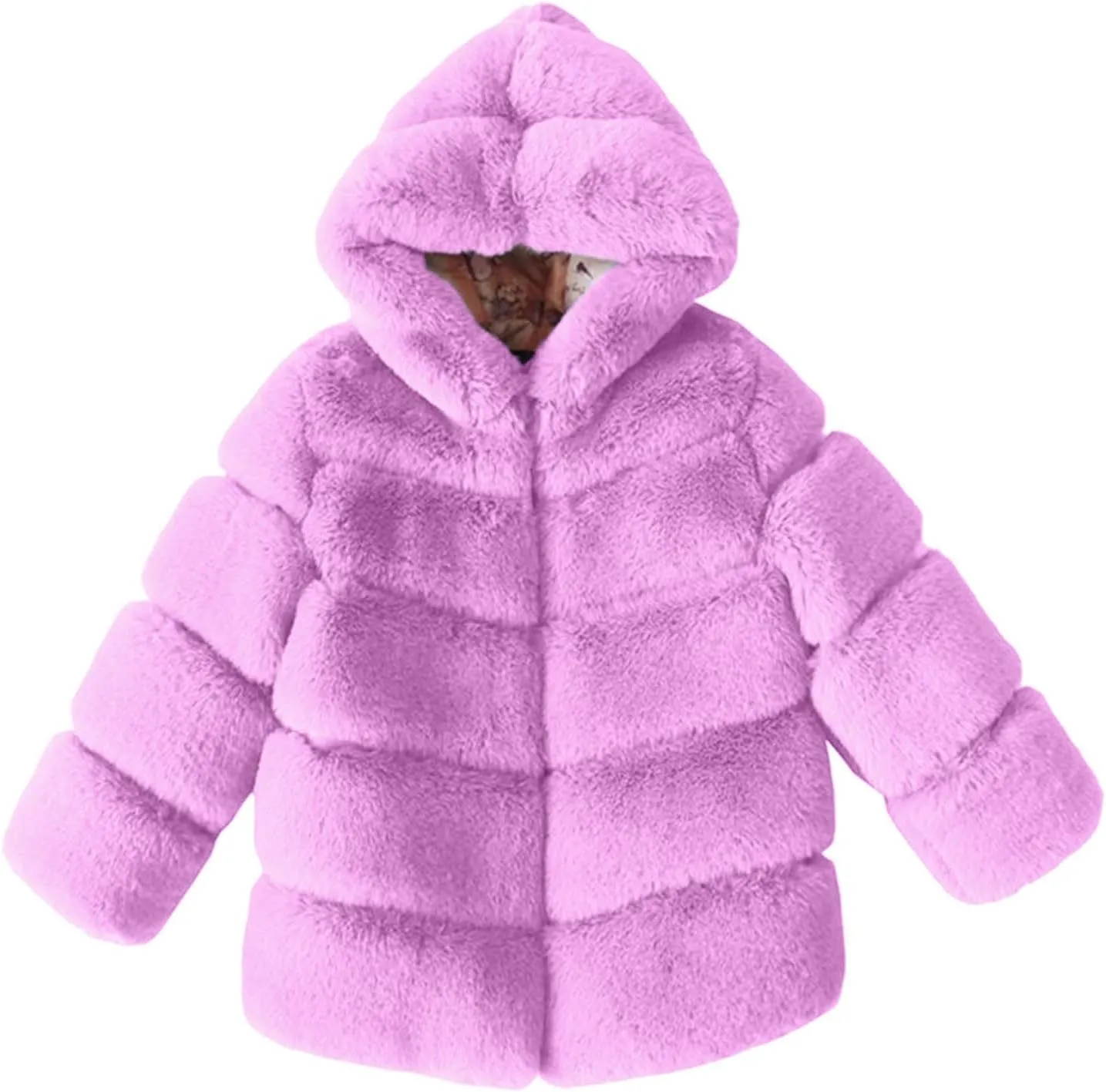 Girls Faux Fur Jacket Plush Sherpa Teddy Coat with Hood Toddler Winter Coats Warm Fuzzy Jackets Trendy Outwear