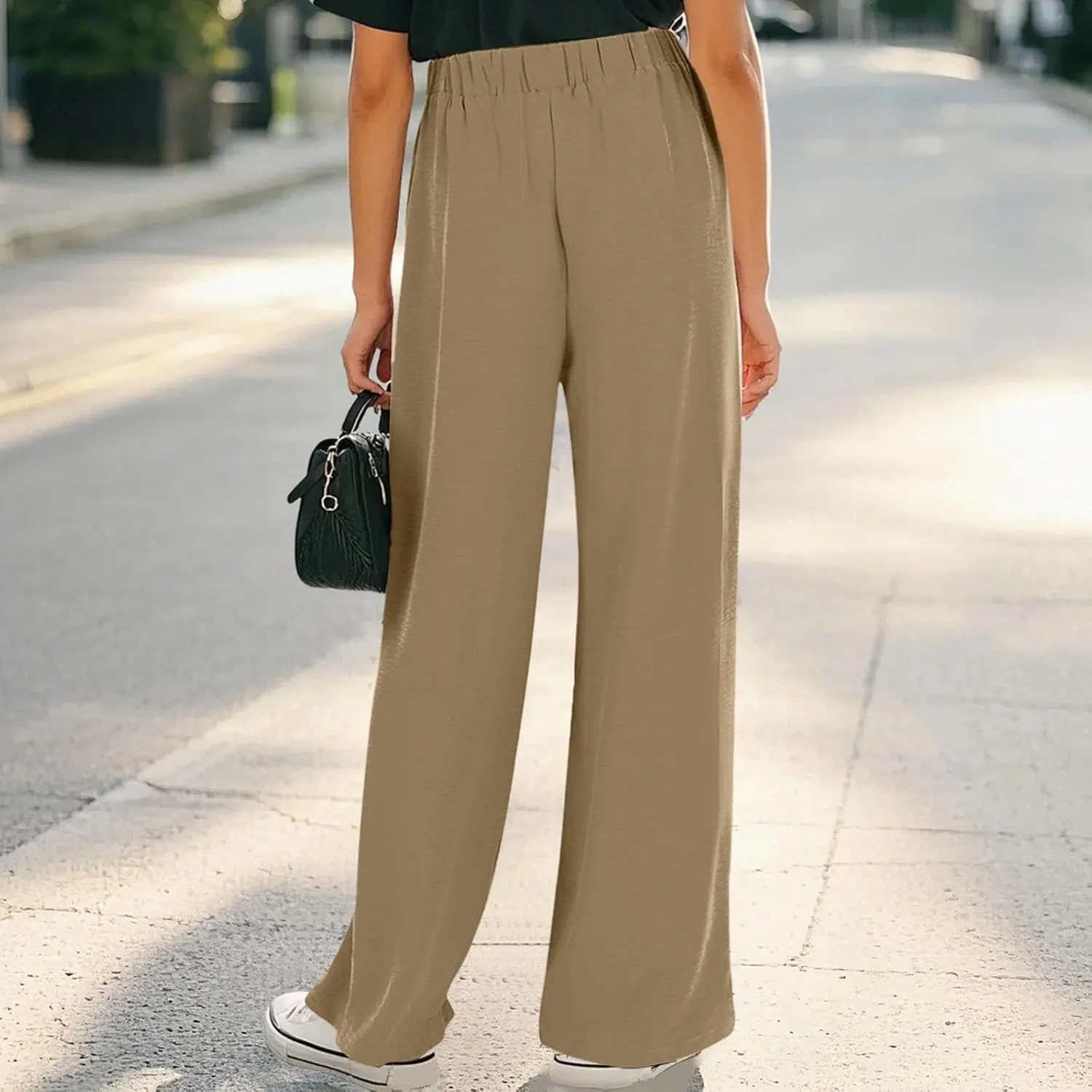 Girls Flowy Wide Leg Lounge Pants with Pockets Teen Summer Drawstring Athletic Joggers Youth Casual Loose Fit Trousers