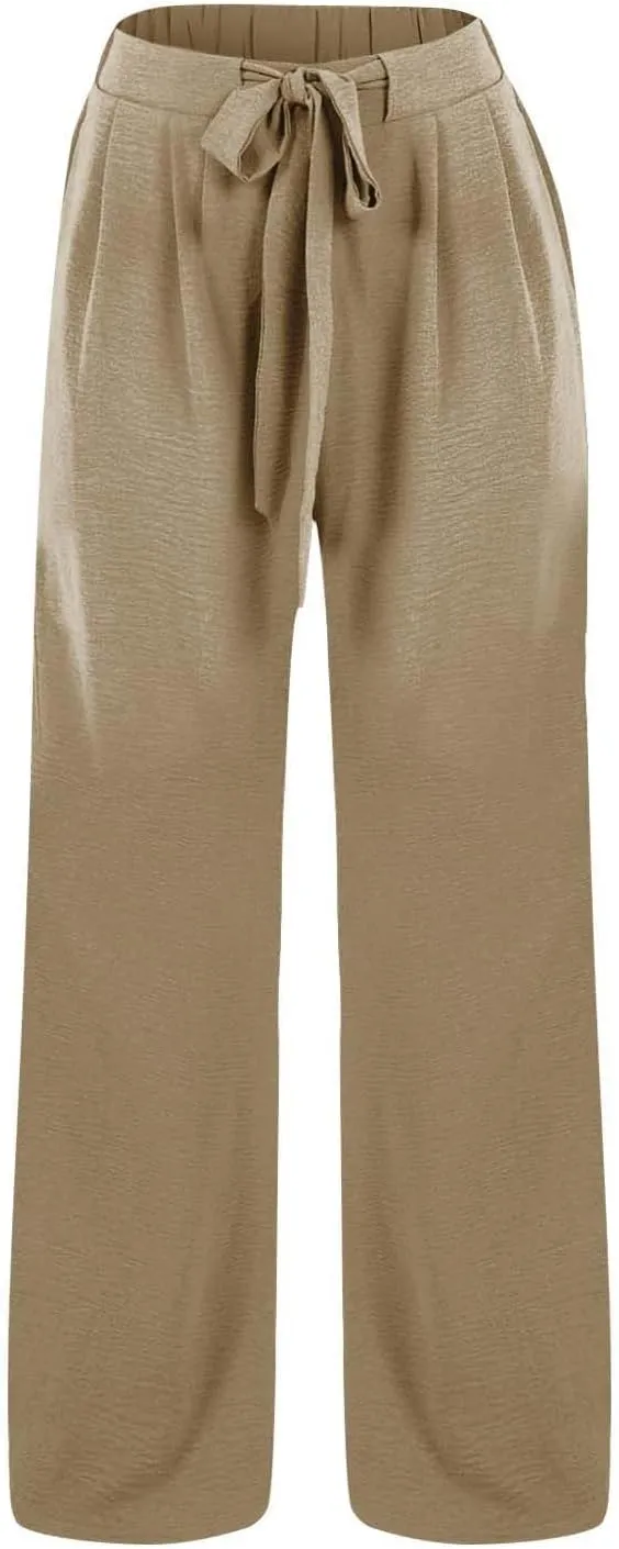 Girls Flowy Wide Leg Lounge Pants with Pockets Teen Summer Drawstring Athletic Joggers Youth Casual Loose Fit Trousers