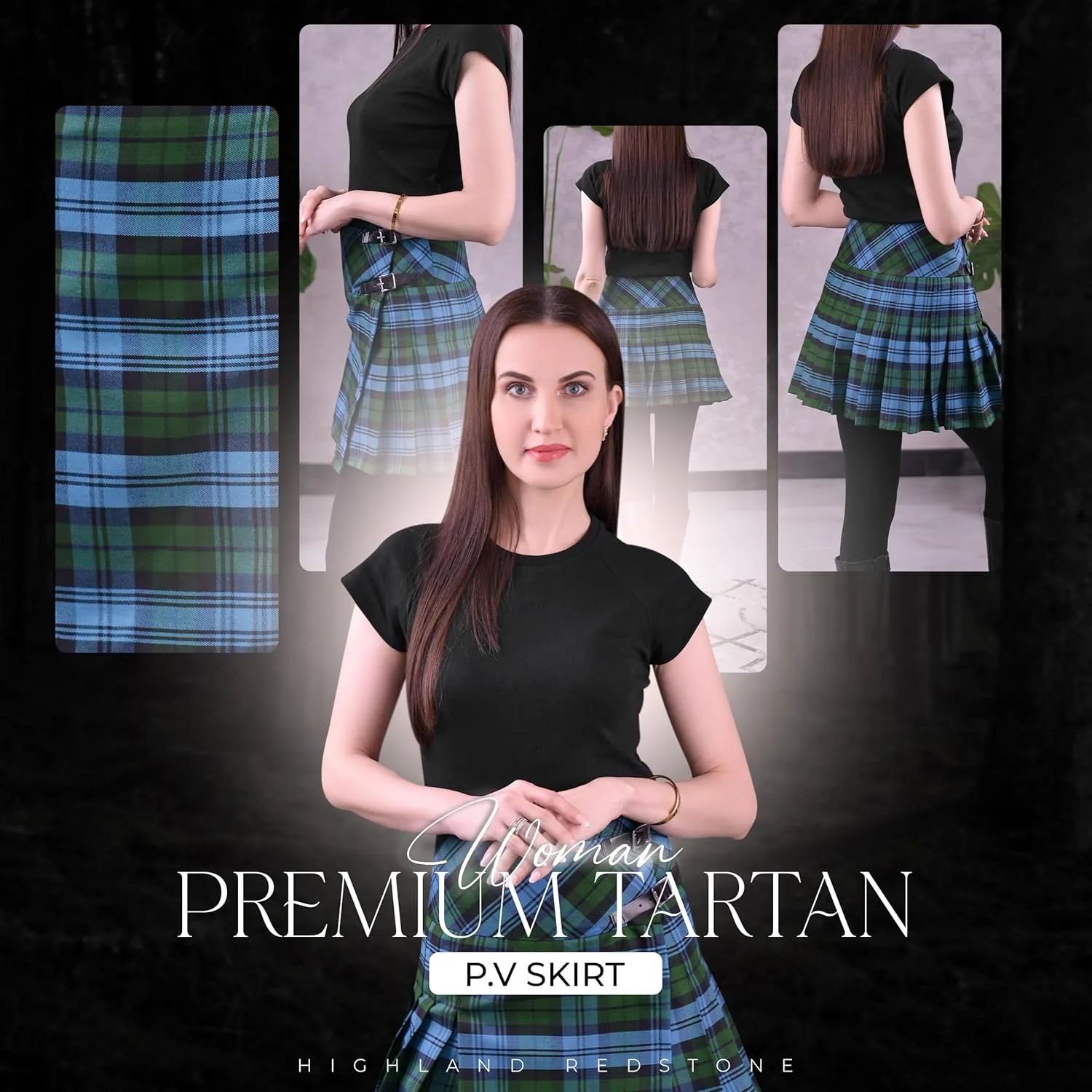 Highland Redstone Women's Skirt Plaid Tartan Mini Kilt Skirt in Traditional Touch
