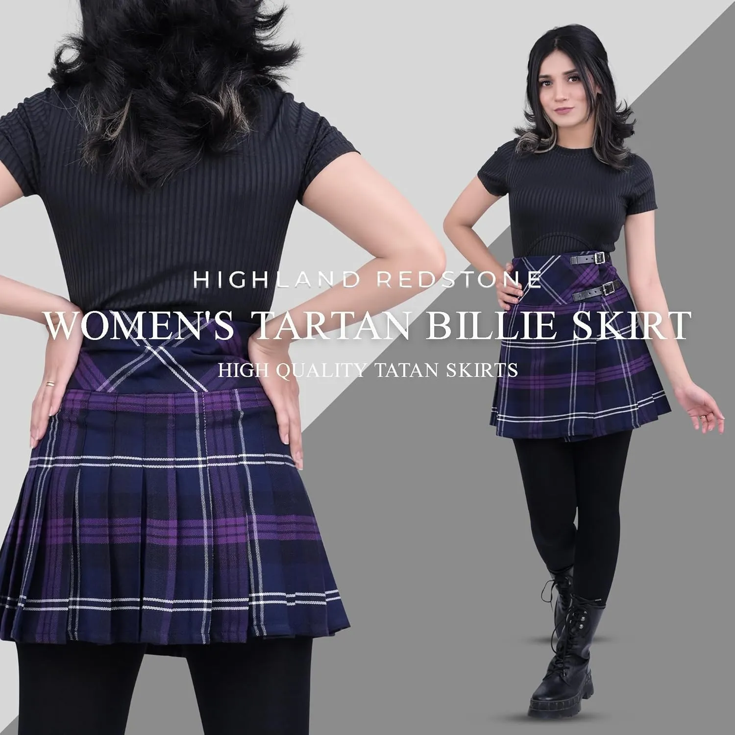 Highland Redstone Women's Skirt Plaid Tartan Mini Kilt Skirt in Traditional Touch