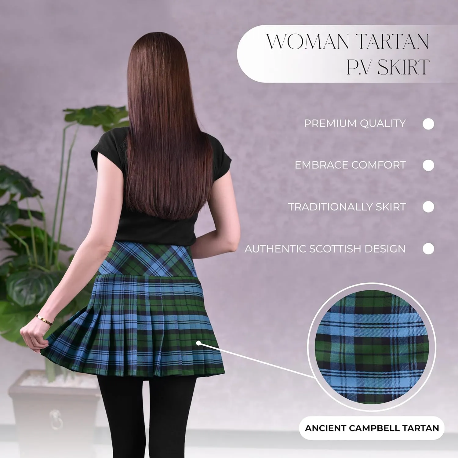 Highland Redstone Women's Skirt Plaid Tartan Mini Kilt Skirt in Traditional Touch