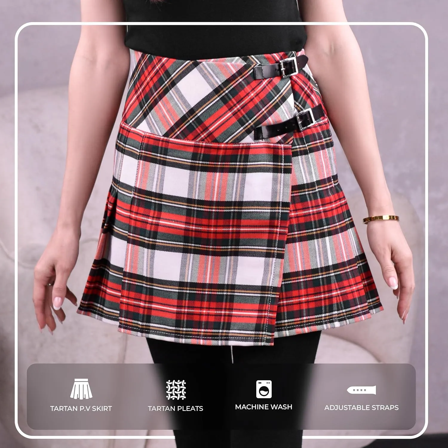 Highland Redstone Women's Skirt Plaid Tartan Mini Kilt Skirt in Traditional Touch