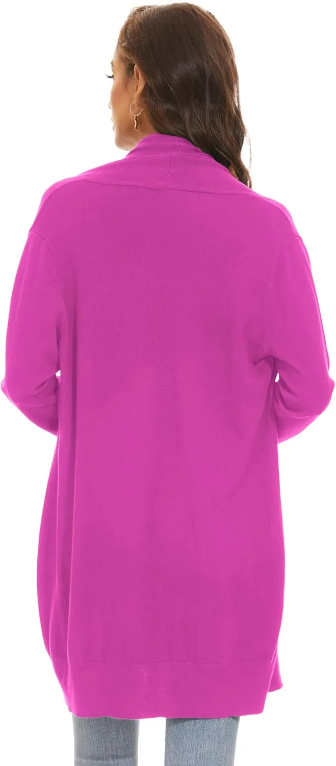 Huuloo Women's Open Front Long Shawl Cardigan Sweater with Pockets