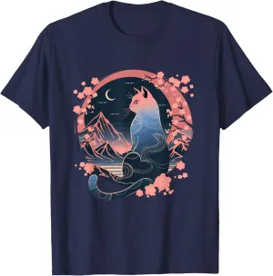 Kawaii Cat Anime Japanese Retro Men Women Kids Funny Cat T-Shirt