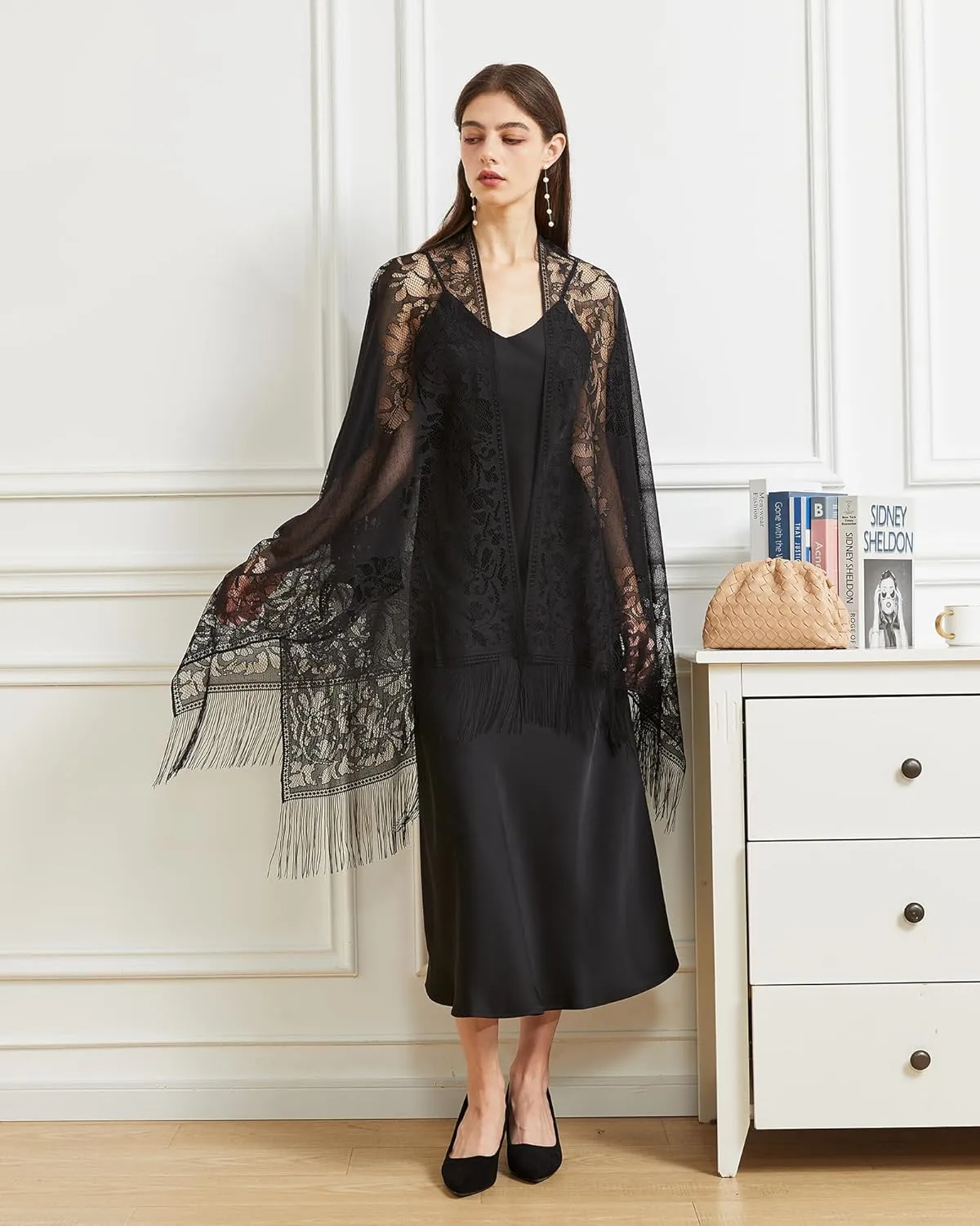 Lace Shawls and Wraps for Women 1920s Pashmina Cape Cardigan for Evening Wedding Gatsby Costume Party