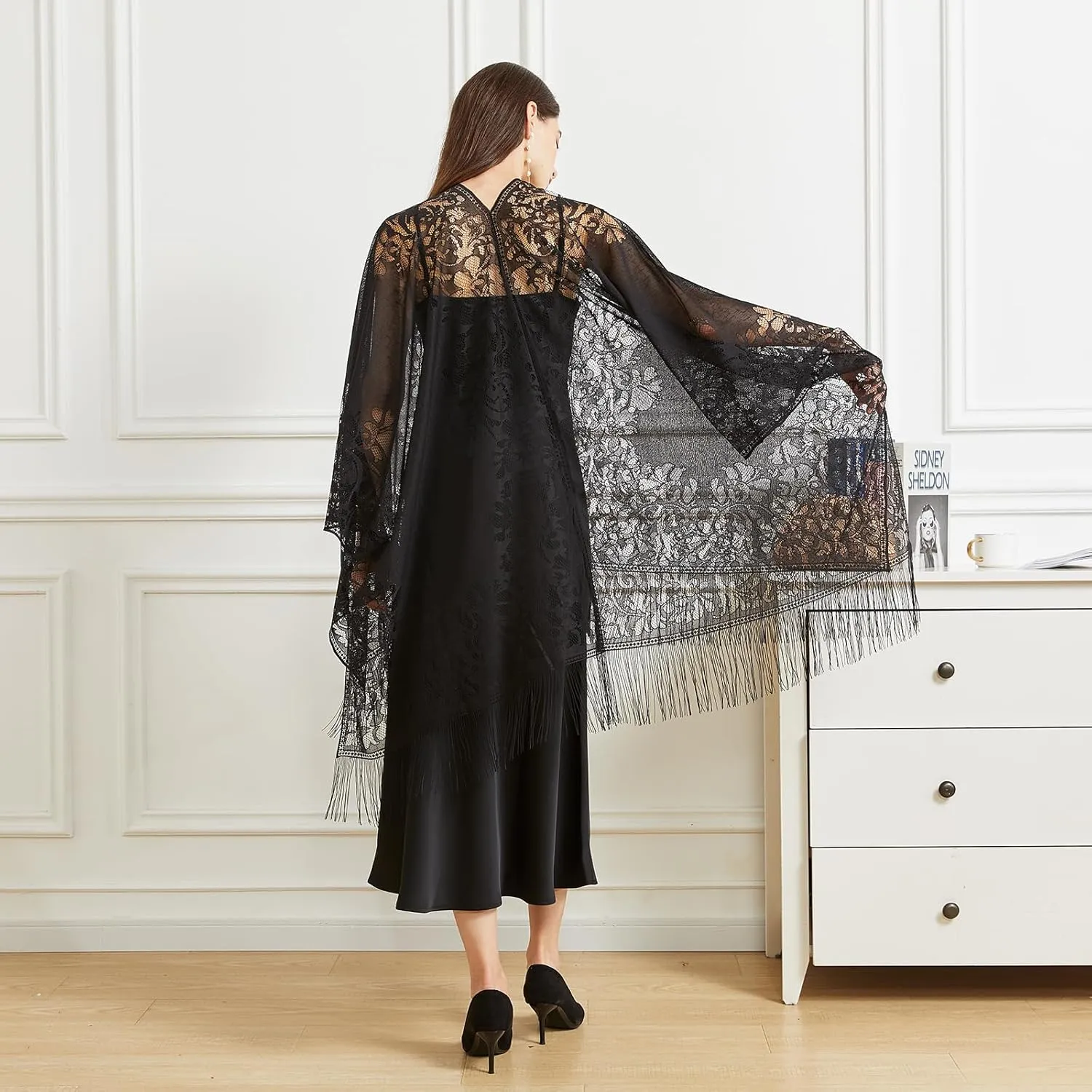 Lace Shawls and Wraps for Women 1920s Pashmina Cape Cardigan for Evening Wedding Gatsby Costume Party