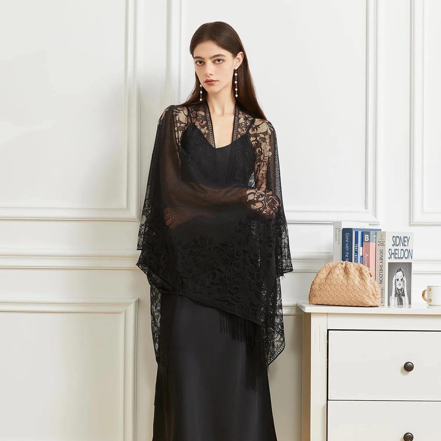 Lace Shawls and Wraps for Women 1920s Pashmina Cape Cardigan for Evening Wedding Gatsby Costume Party