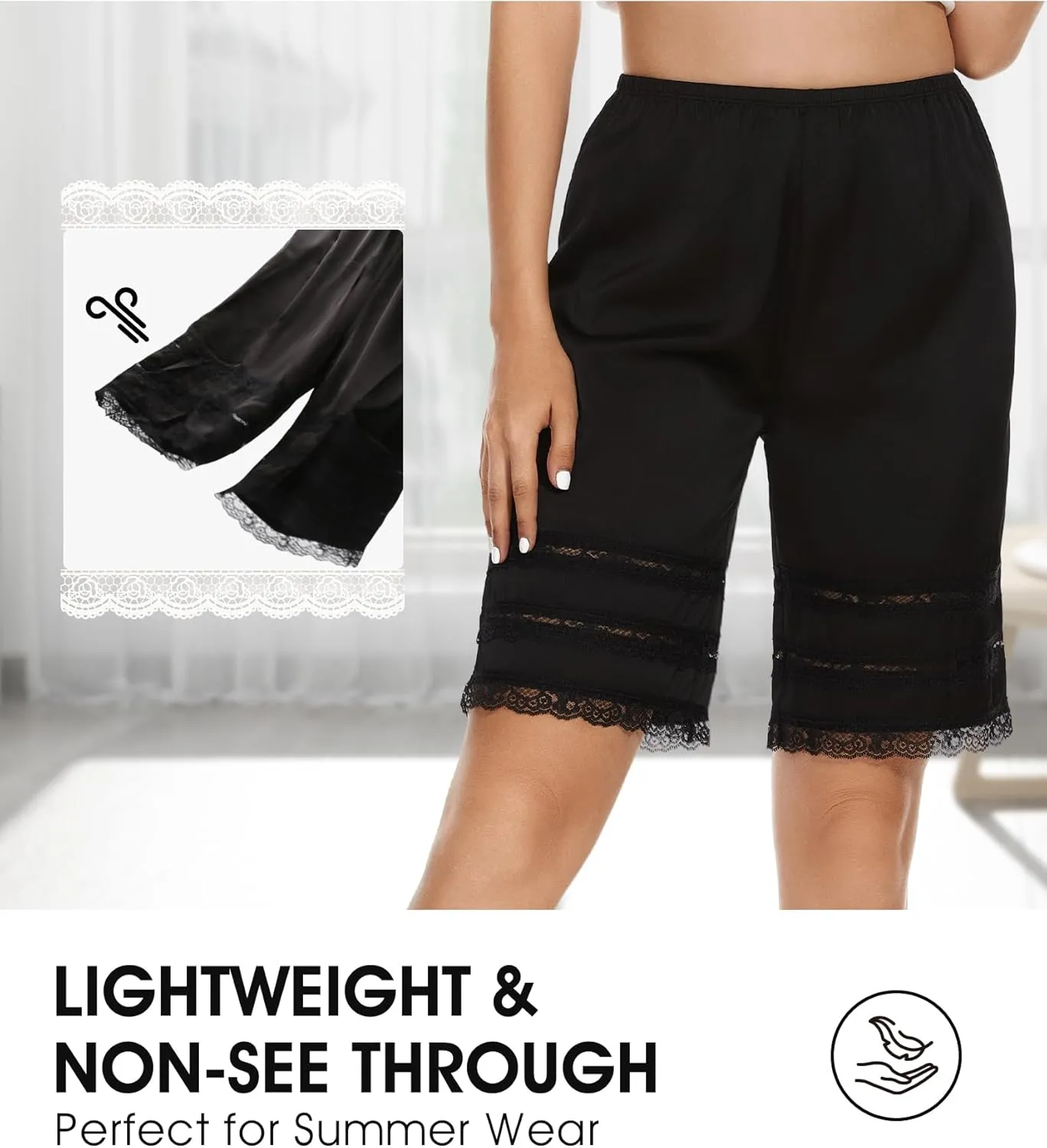 MANCYFIT Bloomers for Women Satin Pettipants for Under Dresses Culottes Slip 9" Inseam Half Slip Shorts