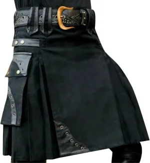 Men Tartan Scottish Style Kilts Medieval Kendo Costume Sport Utility Kilt Plaid Contrast Waistband Pleated Skirt