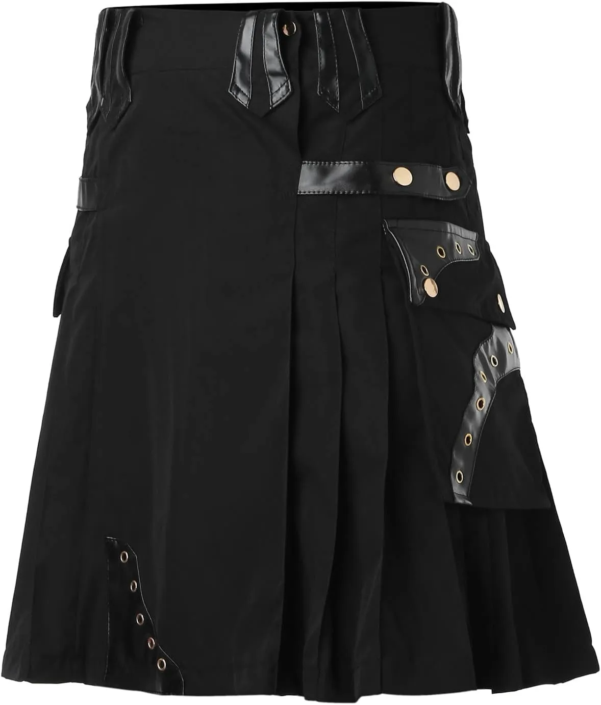 Men Tartan Scottish Style Kilts Medieval Kendo Costume Sport Utility Kilt Plaid Contrast Waistband Pleated Skirt