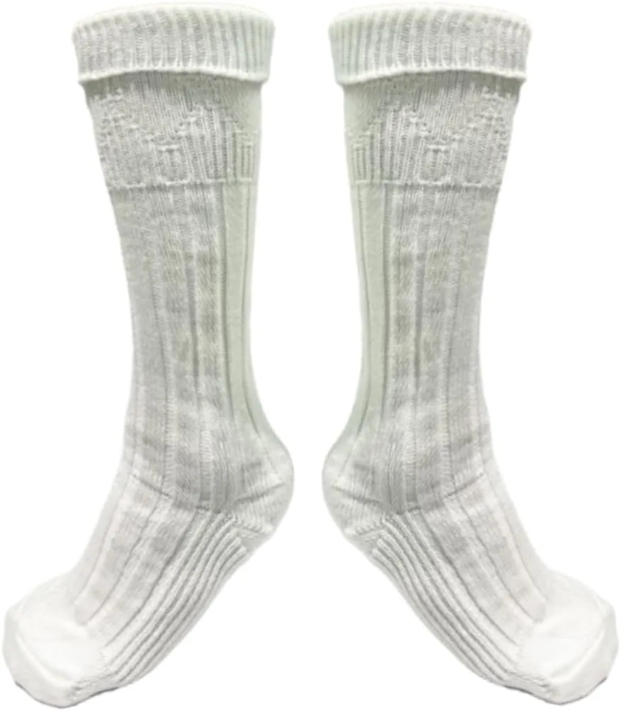 Mens Traditional Scottish Kilt Hose,Scottish Ribbed Socks For Mens Wool Blend Cuff Over Your Kilt Hose