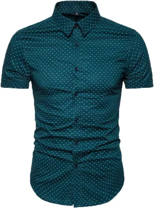 MUSE FATH Men's Printed Dress Shirt-Cotton Casual Short Sleeve Regular Fit Shirt