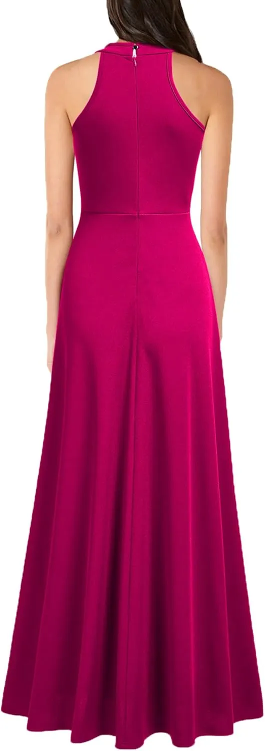 MUSHARE Women's Halter Neck Sexy Split Cocktail Party Maxi Long Formal Dress