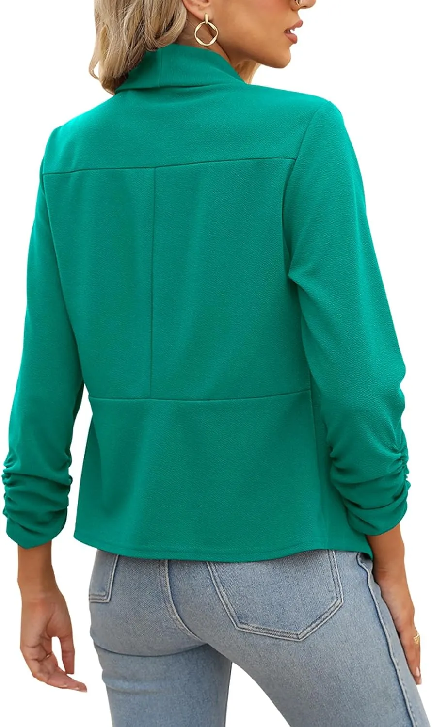 POGTMM Women 3/4 Sleeve Blazer Open Front Cardigan Jacket Work Office Blazer