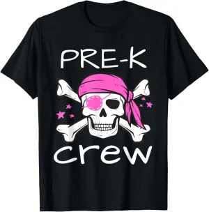 Pre-K Pirate Crew Preschool Girl Cute Halloween Costume T-Shirt