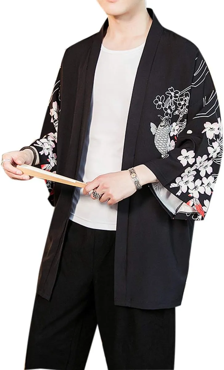 Seidarise Men's Haori Jacket Kimono Cardigan Yukata Noragi Happi Coat
