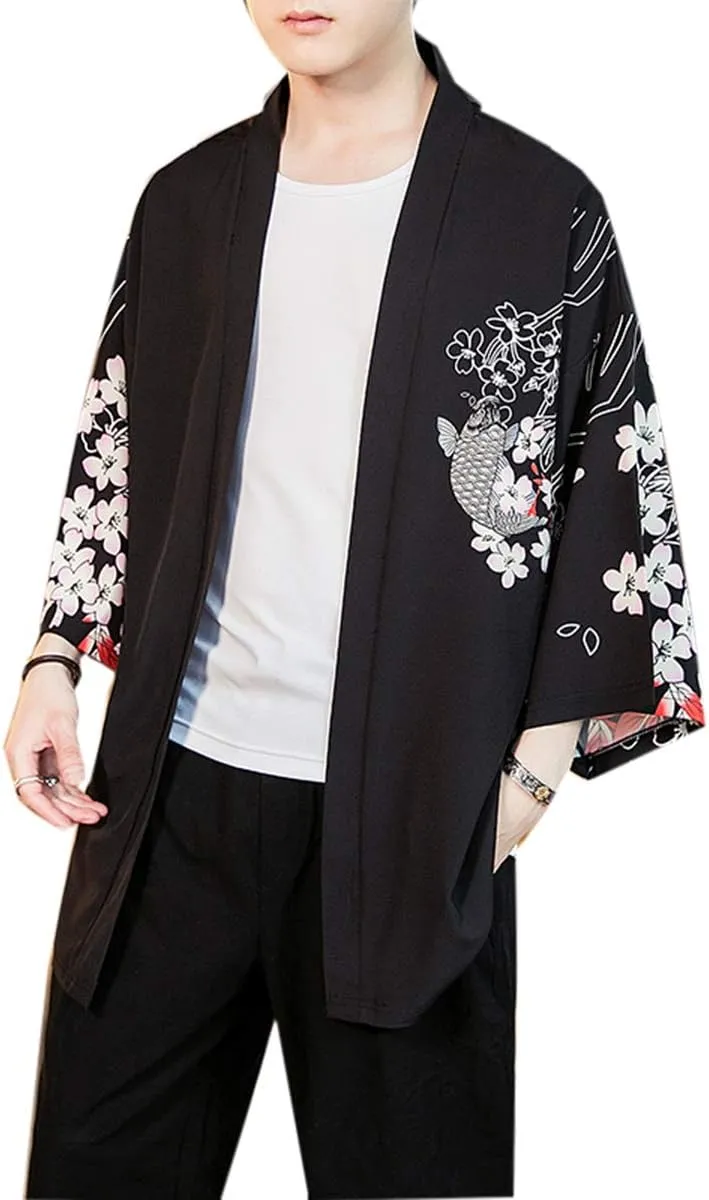 Seidarise Men's Haori Jacket Kimono Cardigan Yukata Noragi Happi Coat