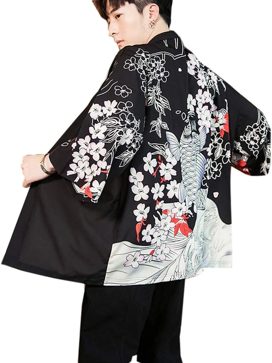Seidarise Men's Haori Jacket Kimono Cardigan Yukata Noragi Happi Coat