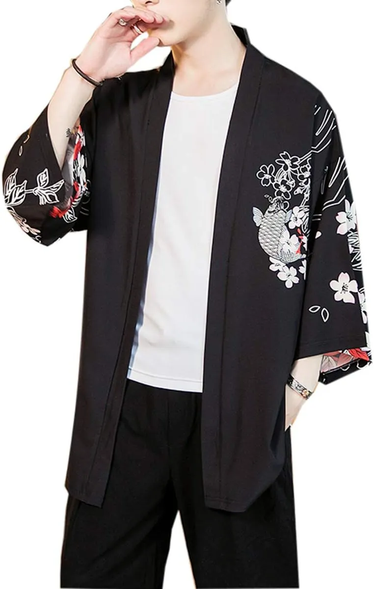 Seidarise Men's Haori Jacket Kimono Cardigan Yukata Noragi Happi Coat