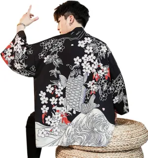 Seidarise Men's Haori Jacket Kimono Cardigan Yukata Noragi Happi Coat