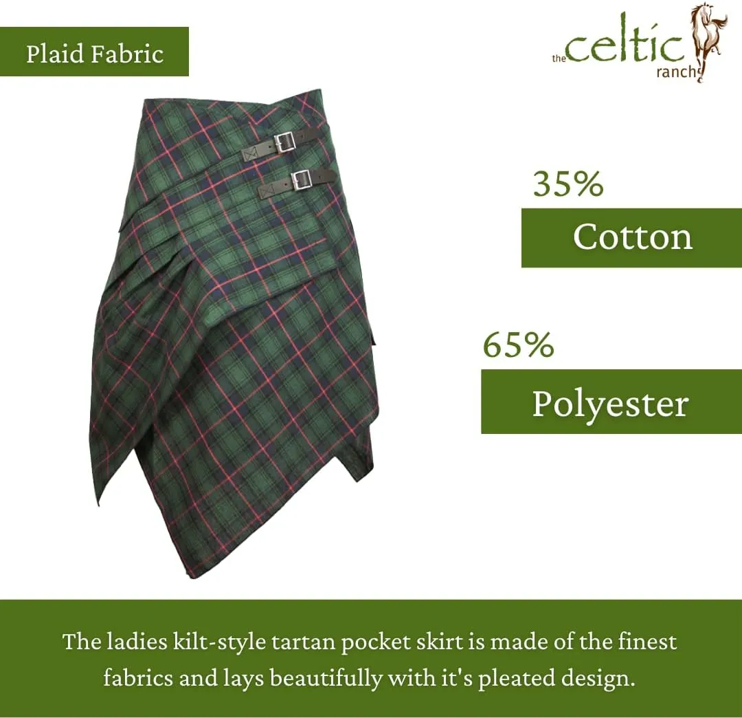 Tartan Skirt, Women's Plaid Skirt with Pockets, Ladies' Scottish Skirts