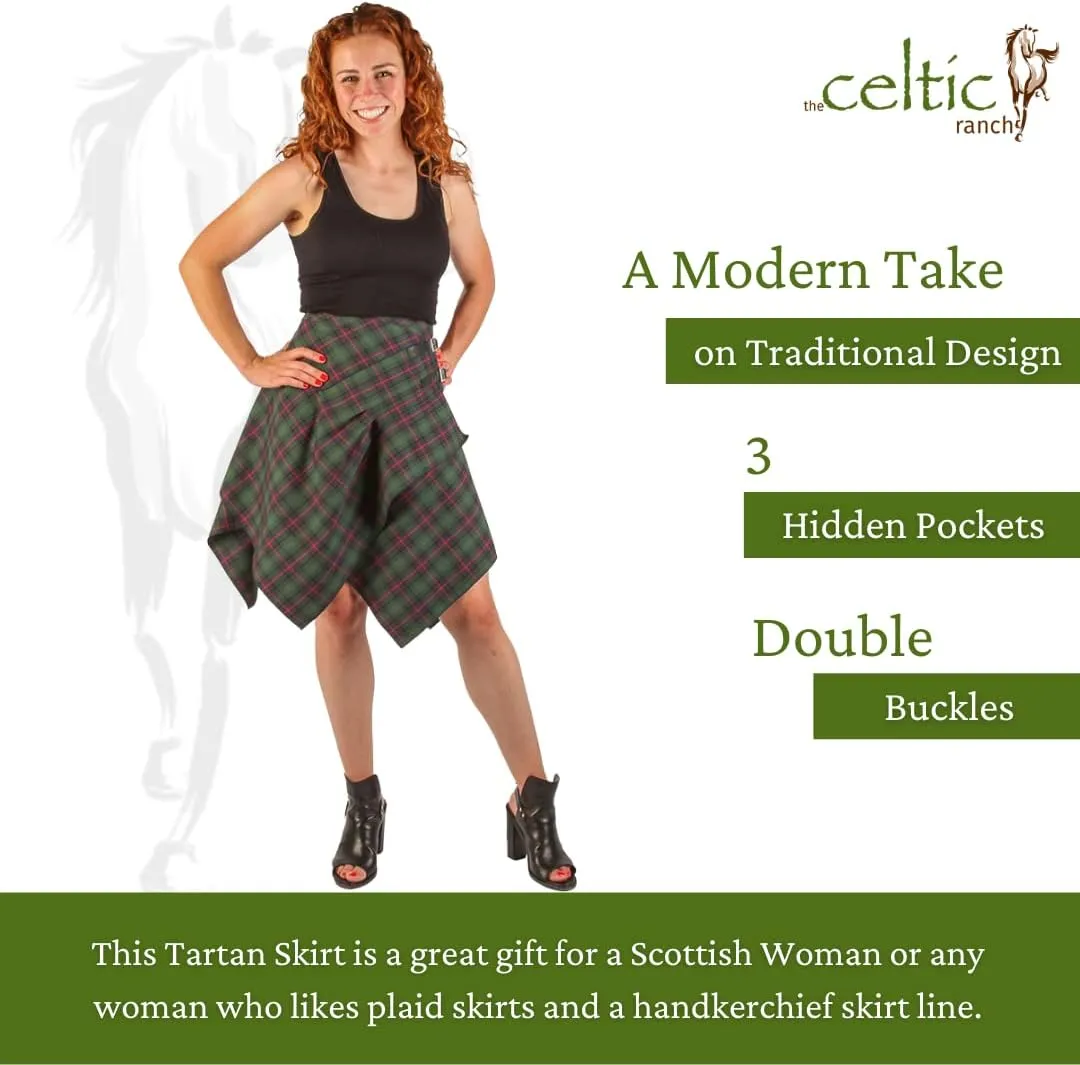 Tartan Skirt, Women's Plaid Skirt with Pockets, Ladies' Scottish Skirts