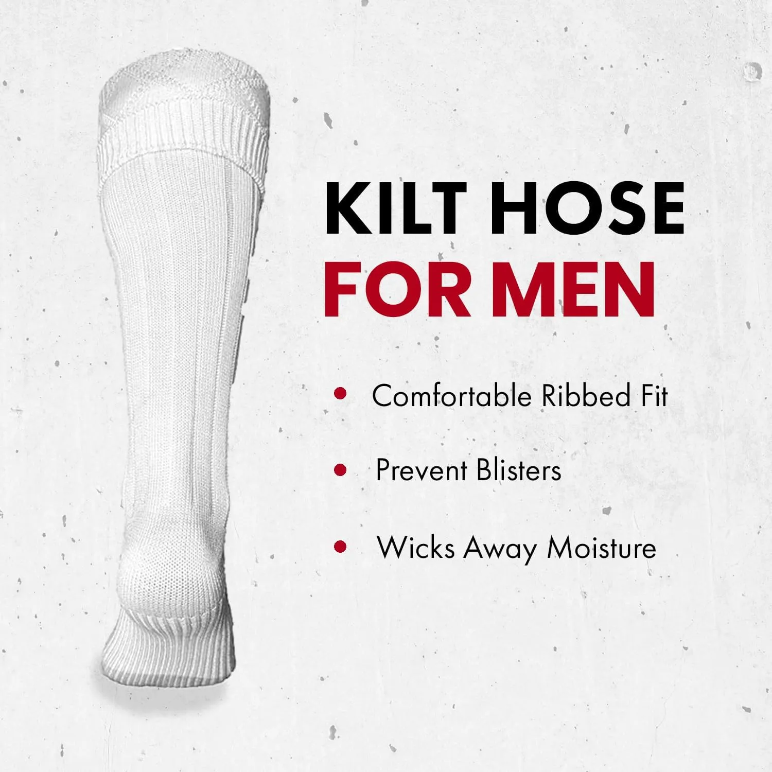 UT Kilts Hose, Traditional Scottish Socks for Kilts, Ribbed Design, Pull Up To Cuff Over Your Hose Flashes