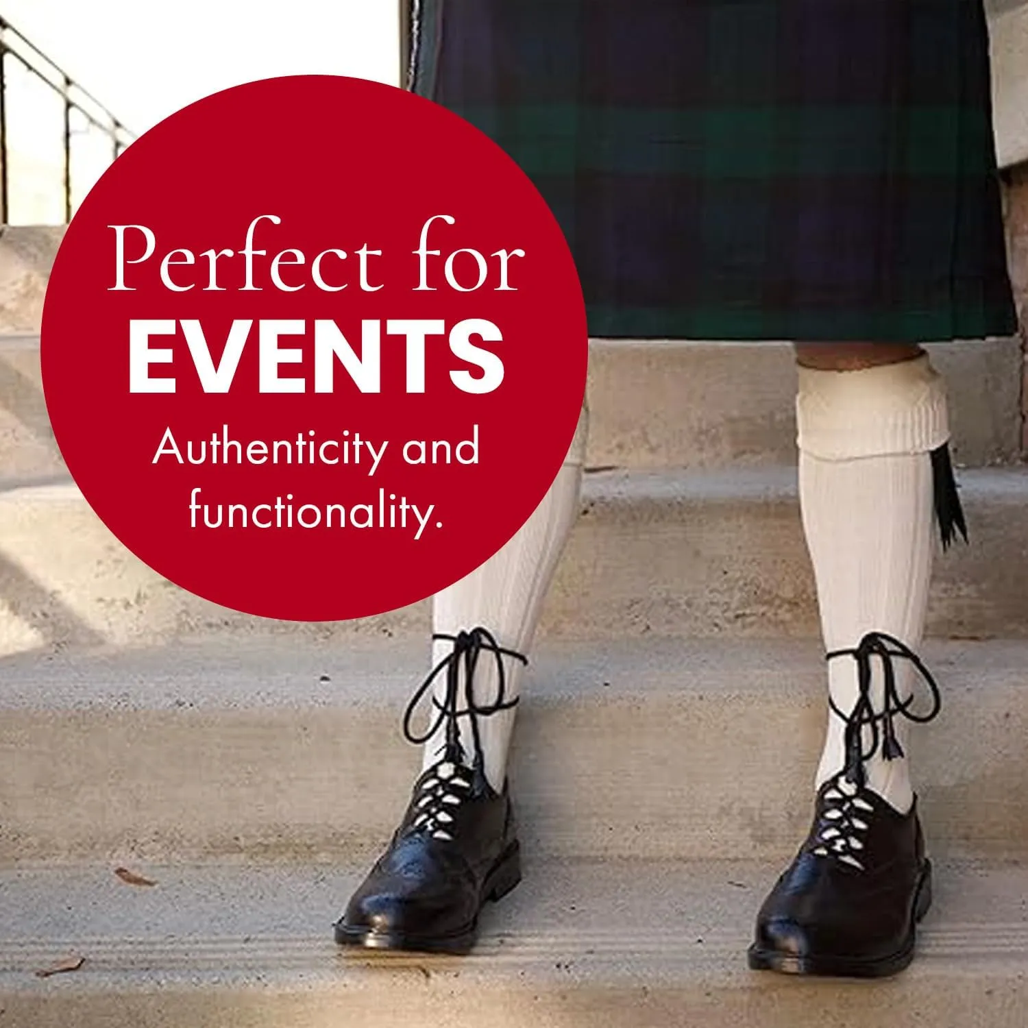 UT Kilts Hose, Traditional Scottish Socks for Kilts, Ribbed Design, Pull Up To Cuff Over Your Hose Flashes
