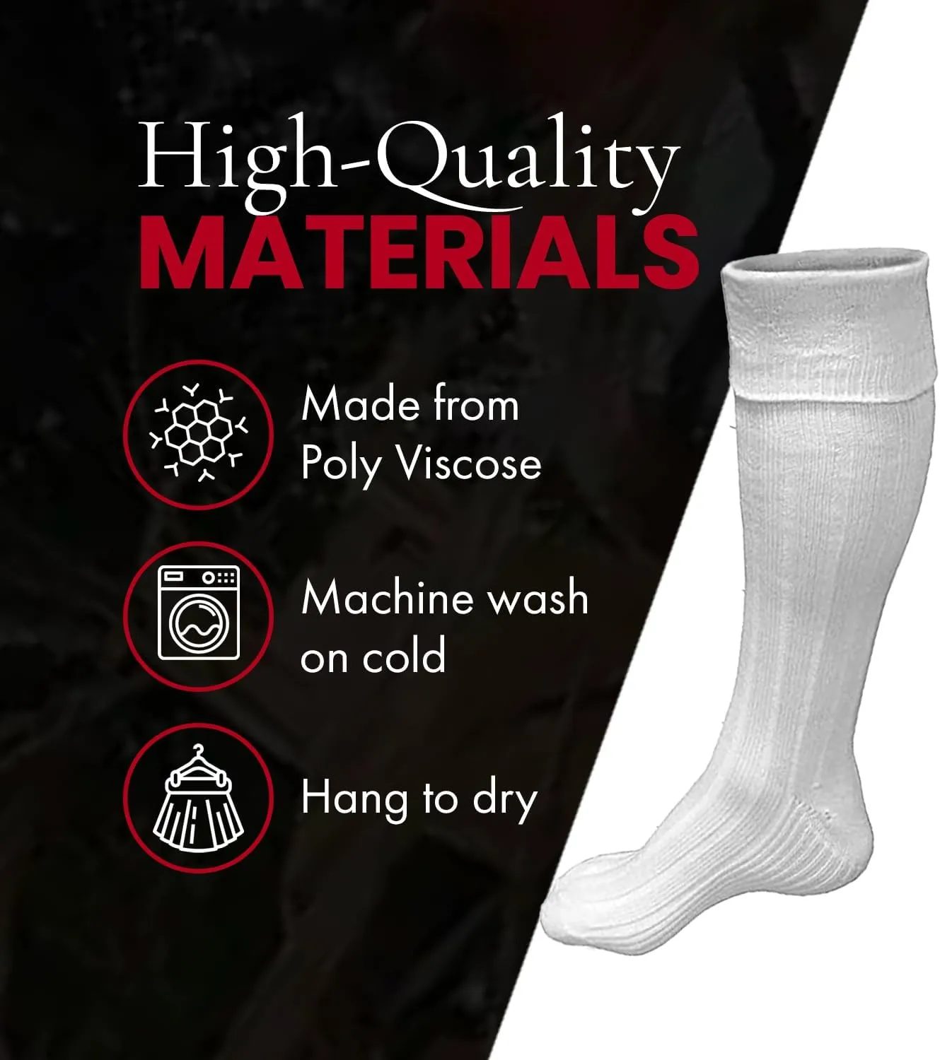 UT Kilts Hose, Traditional Scottish Socks for Kilts, Ribbed Design, Pull Up To Cuff Over Your Hose Flashes