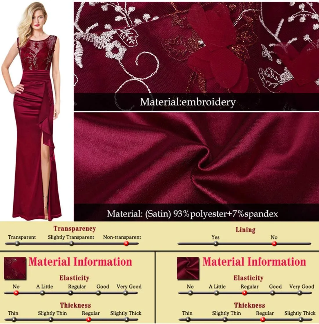 VFSHOW Womens Formal Ruched Ruffles Evening Prom Wedding Party Maxi Dress