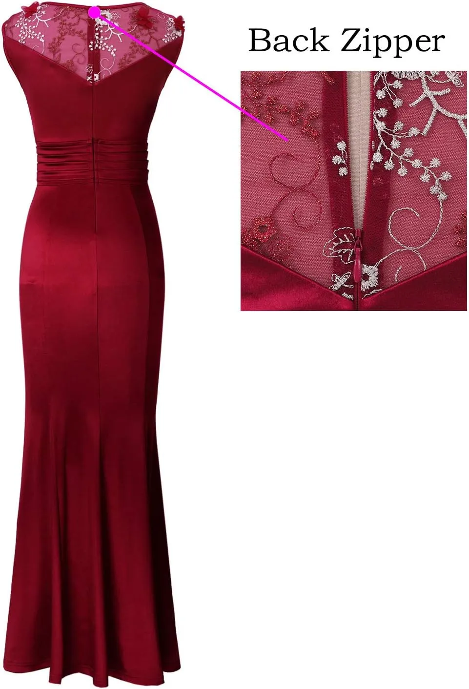 VFSHOW Womens Formal Ruched Ruffles Evening Prom Wedding Party Maxi Dress