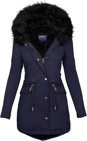 Winter Coat for Women Sherpa Lined Jacket Thermal Fleece Zip Up Overcoats with Hood Flannel Parka Outwear with Pocket