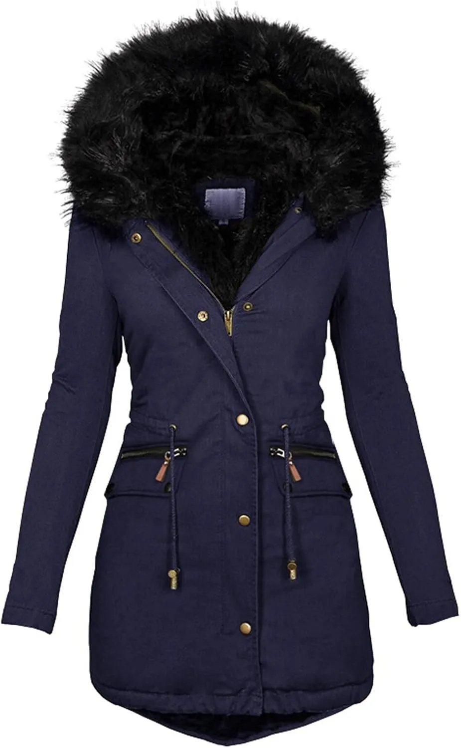 Winter Coat for Women Sherpa Lined Jacket Thermal Fleece Zip Up Overcoats with Hood Flannel Parka Outwear with Pocket