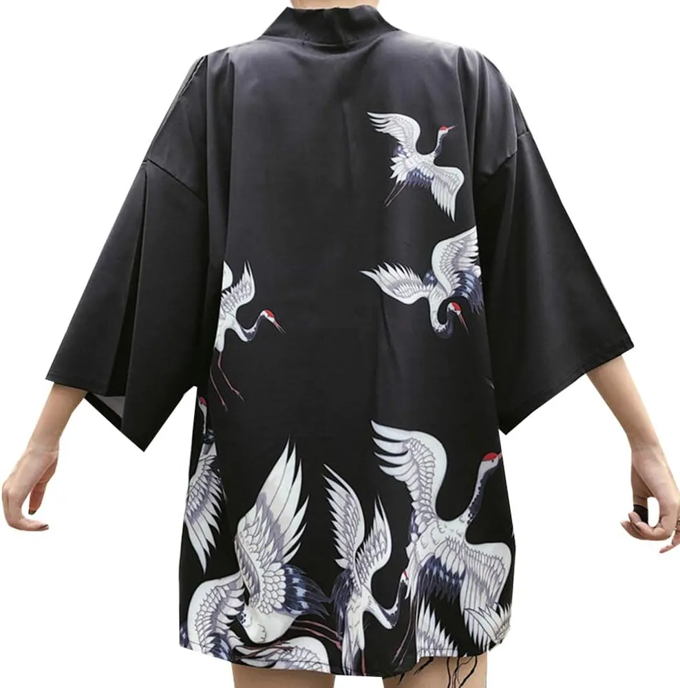 Women Japanese Kimono Cardigan Coat Yukata Outwear Tops Vintage Japanese Style