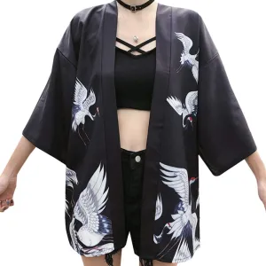 Women Japanese Kimono Cardigan Coat Yukata Outwear Tops Vintage Japanese Style