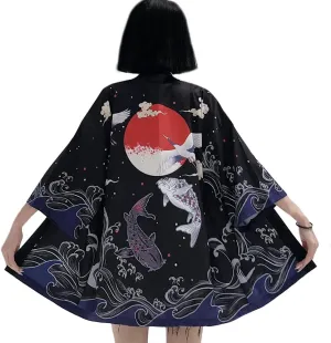 Women Japanese Kimono Cardigan Coat Yukata Outwear Tops Vintage Japanese Style