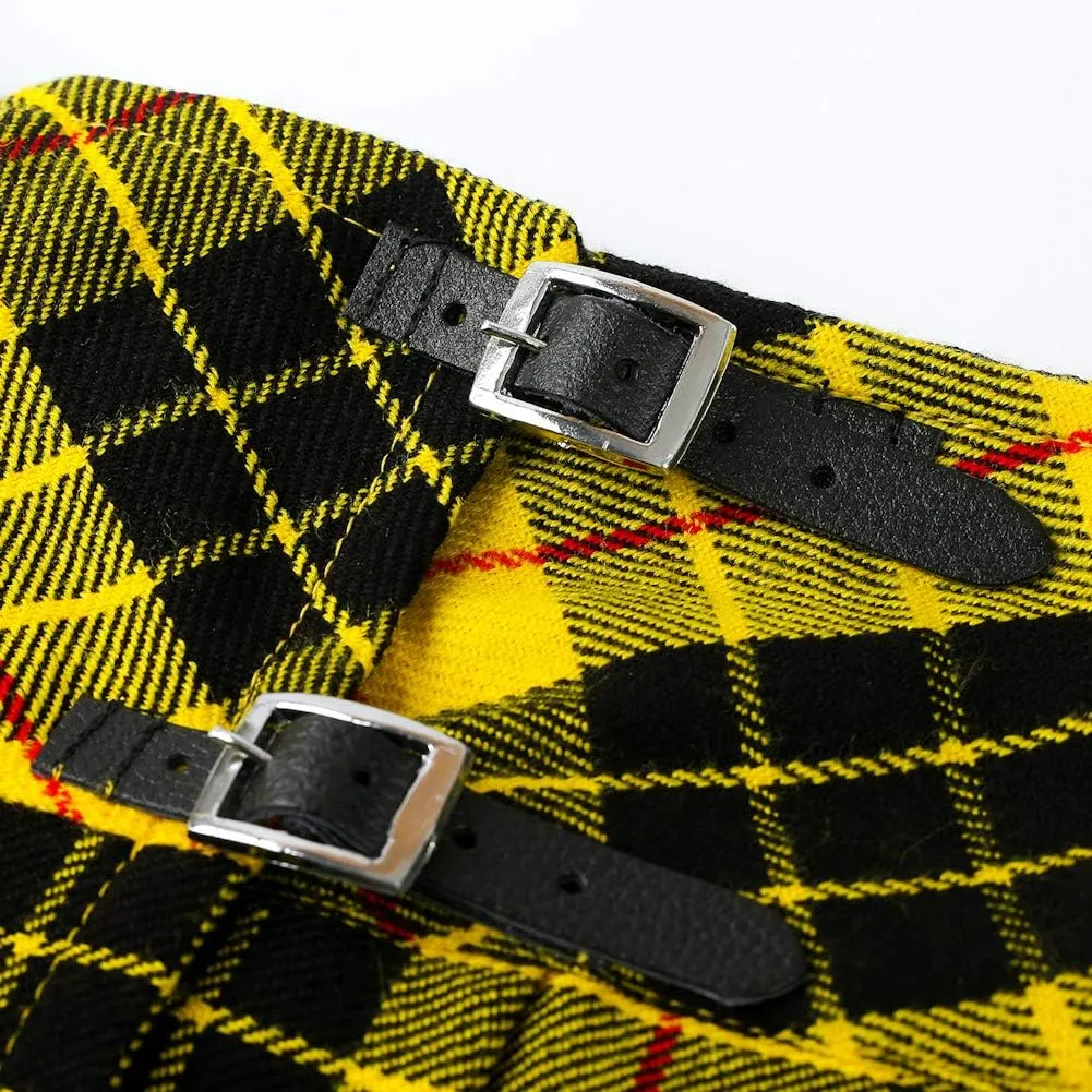 Womens 16.5 Inch Plaid Mini Kilt Billie Skirt Leather Buckled Straps