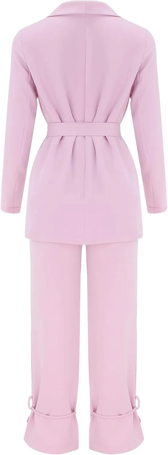 Womens 2 Piece Suits Business Trouser Suit Set Ladies Office Slim Fit Formal Blazer Going Out Blazer Jackets