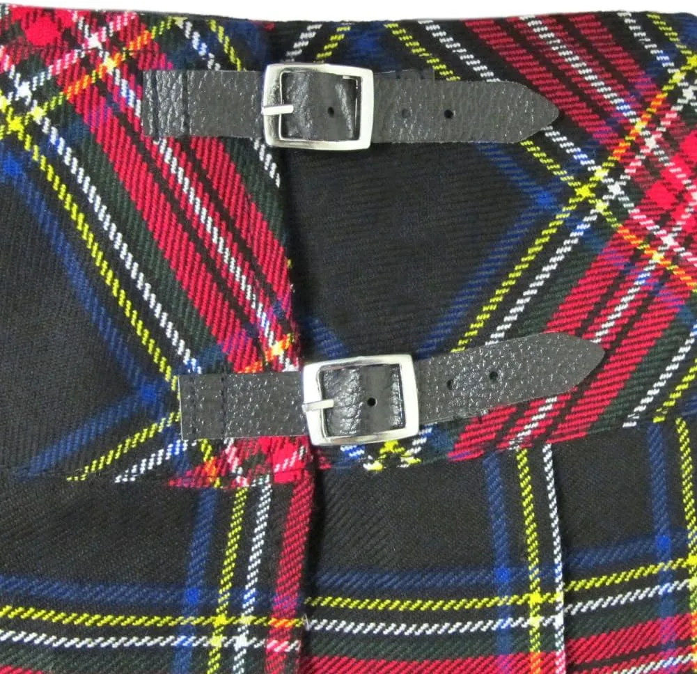 Womens 20" Plaid Knee Length Kilt Billie Skirt Leather Buckled Straps