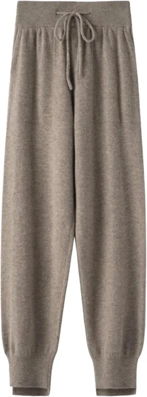 Women's Wide Leg Drawstring Trouser Pant 100 Percent Merino Wool Knitwear Simple Style Soft Warm Trousers